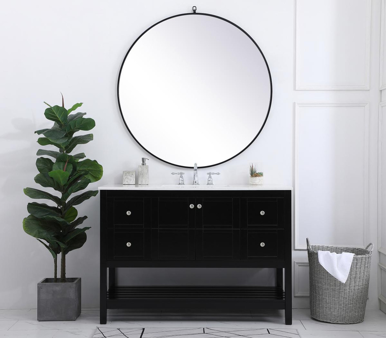 ELEGANT DECOR VF16448BK 48 inch Single Bathroom Vanity in Black ELEGANT DECOR VF16448BK 48 inch Single Bathroom Vanity in Black