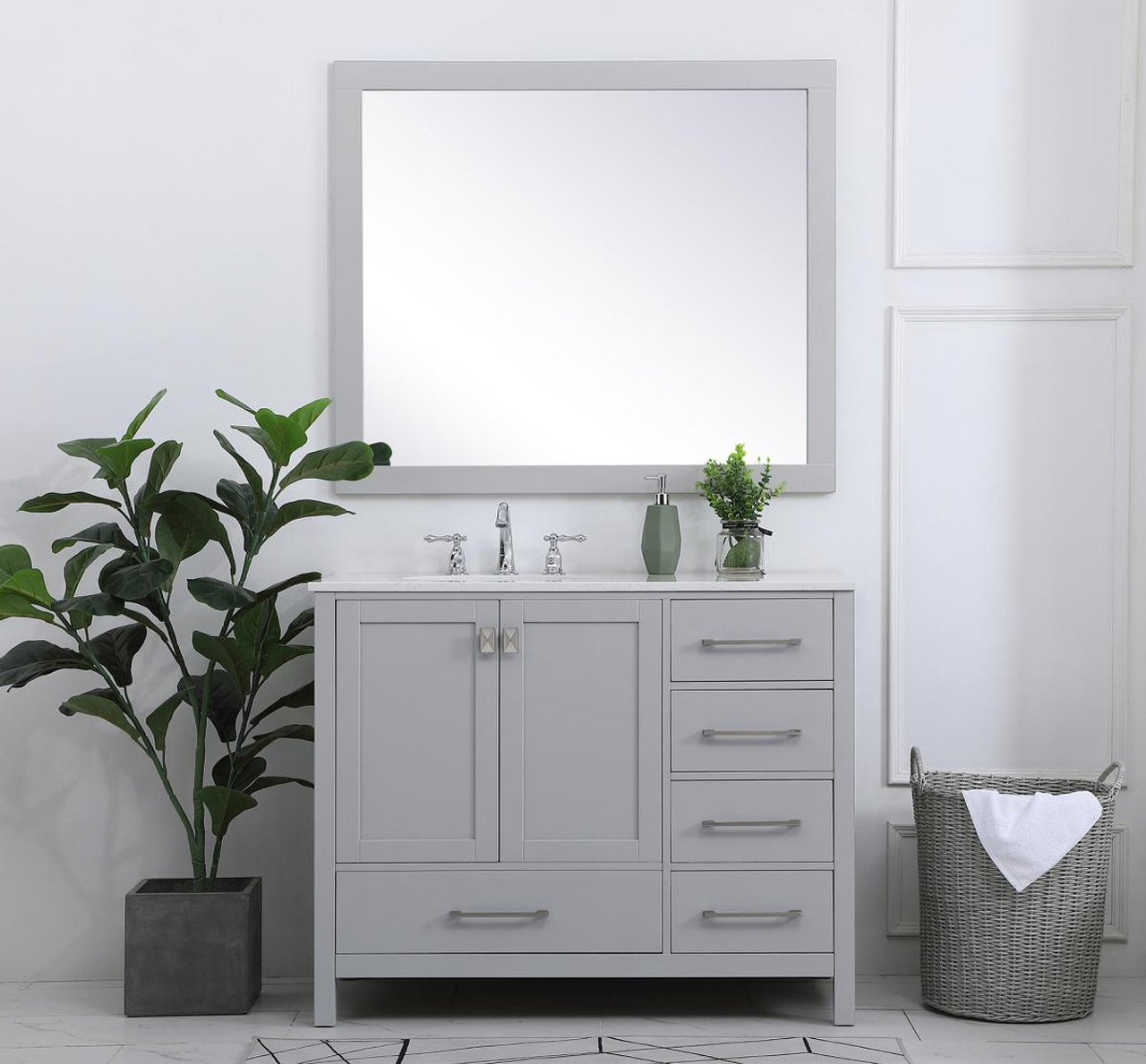 ELEGANT DECOR VF18842GR 42 inch Single Bathroom Vanity in Gray ELEGANT DECOR VF18842GR 42 inch Single Bathroom Vanity in Gray