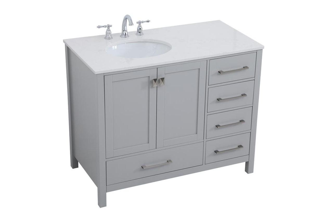 ELEGANT DECOR VF18842GR 42 inch Single Bathroom Vanity in Gray ELEGANT DECOR VF18842GR 42 inch Single Bathroom Vanity in Gray