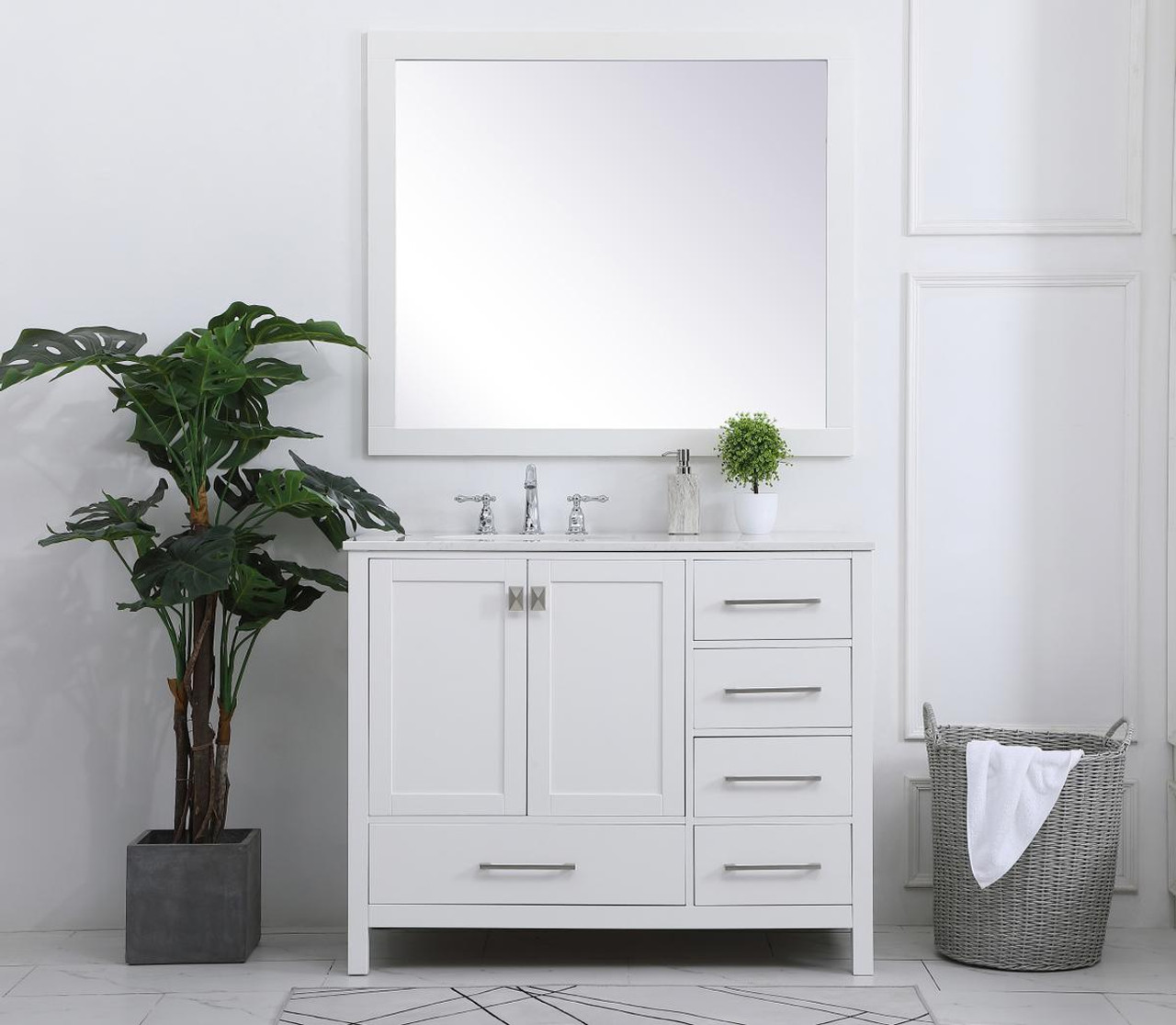 ELEGANT DECOR VF18842WH 42 inch Single Bathroom Vanity in White