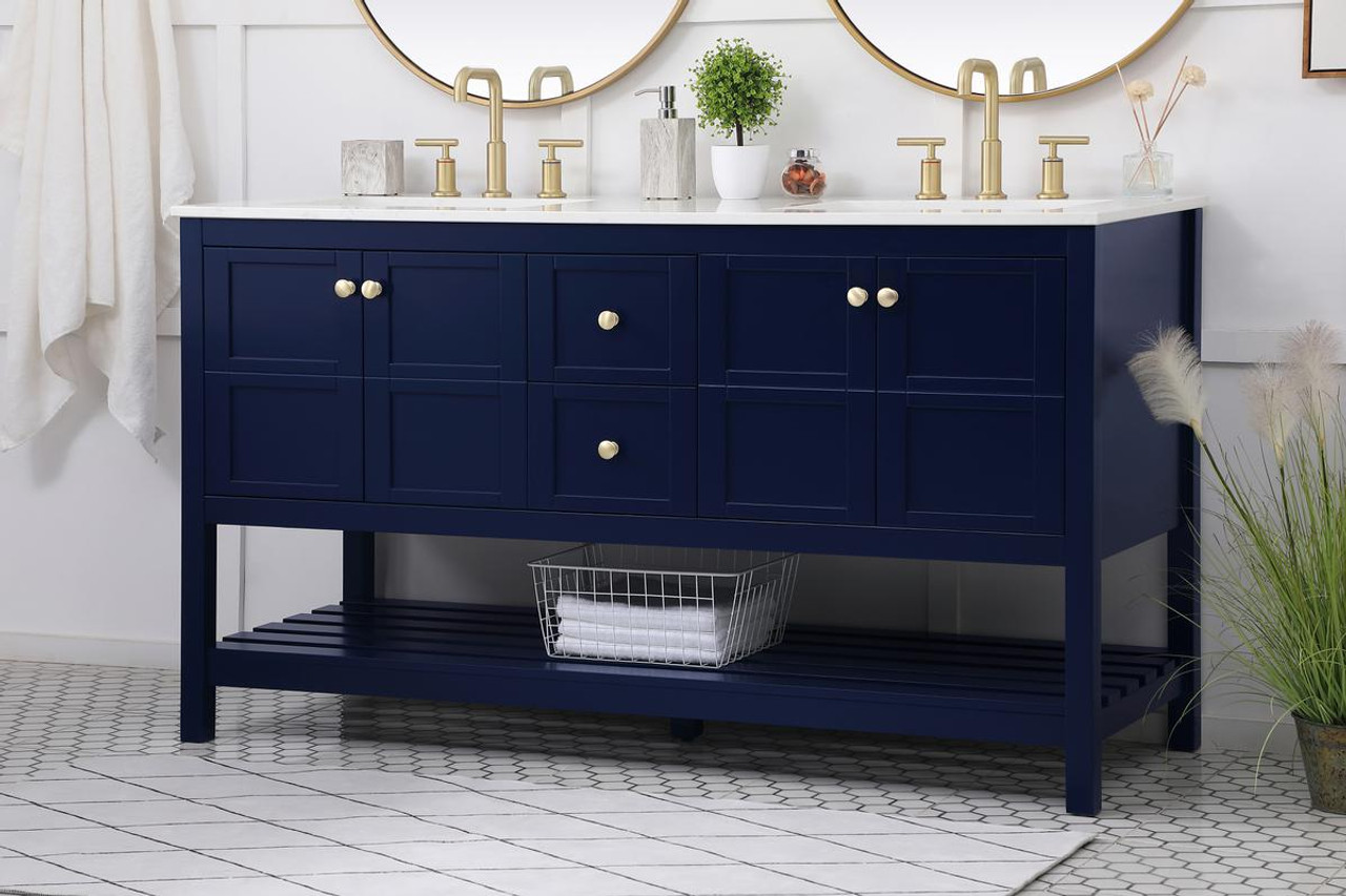 ELEGANT DECOR VF16460DBL 60 inch Single Bathroom Vanity in Blue