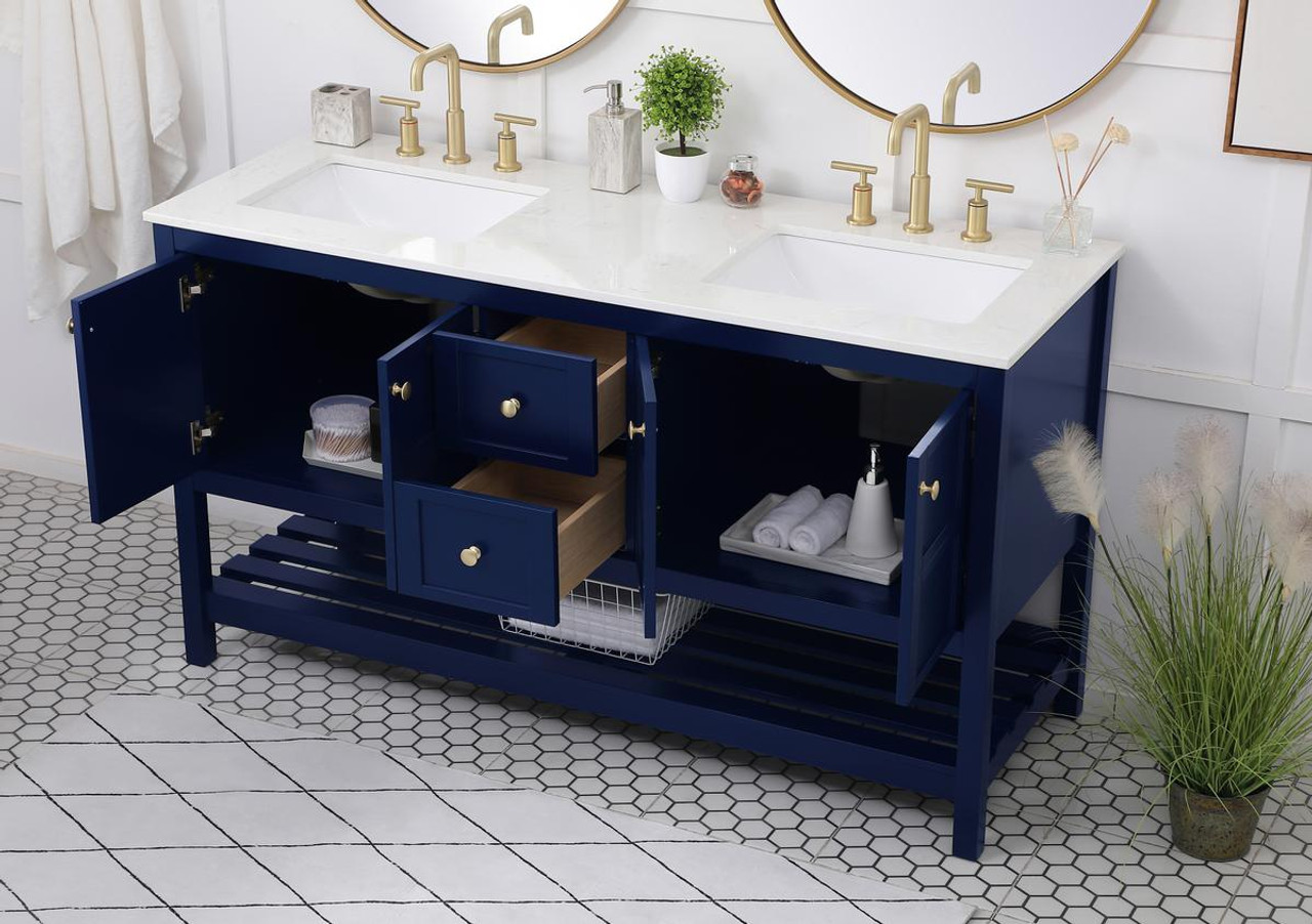 ELEGANT DECOR VF16460DBL 60 inch Single Bathroom Vanity in Blue