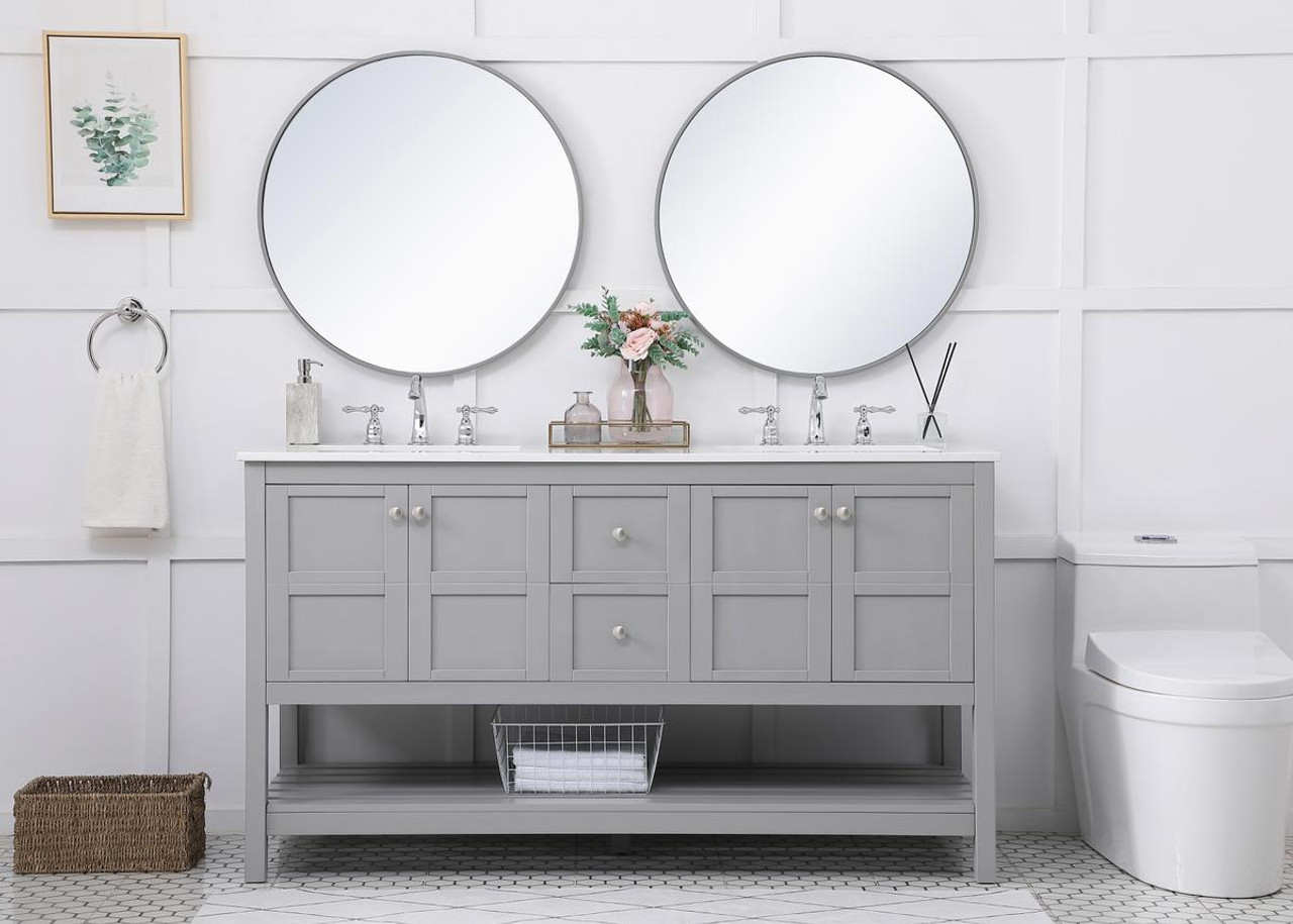 ELEGANT DECOR VF16460DGR 60 inch Single Bathroom Vanity in Gray ELEGANT DECOR VF16460DGR 60 inch Single Bathroom Vanity in Gray
