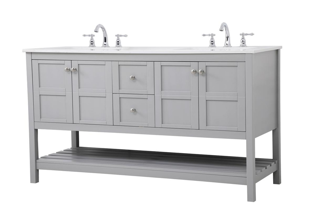 ELEGANT DECOR VF16460DGR 60 inch Single Bathroom Vanity in Gray ELEGANT DECOR VF16460DGR 60 inch Single Bathroom Vanity in Gray