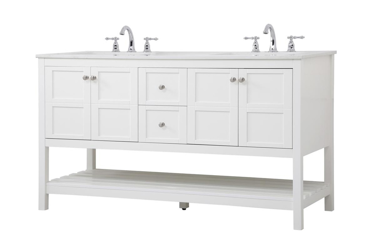 ELEGANT DECOR VF16460DWH 60 inch Single Bathroom Vanity in White ELEGANT DECOR VF16460DWH 60 inch Single Bathroom Vanity in White