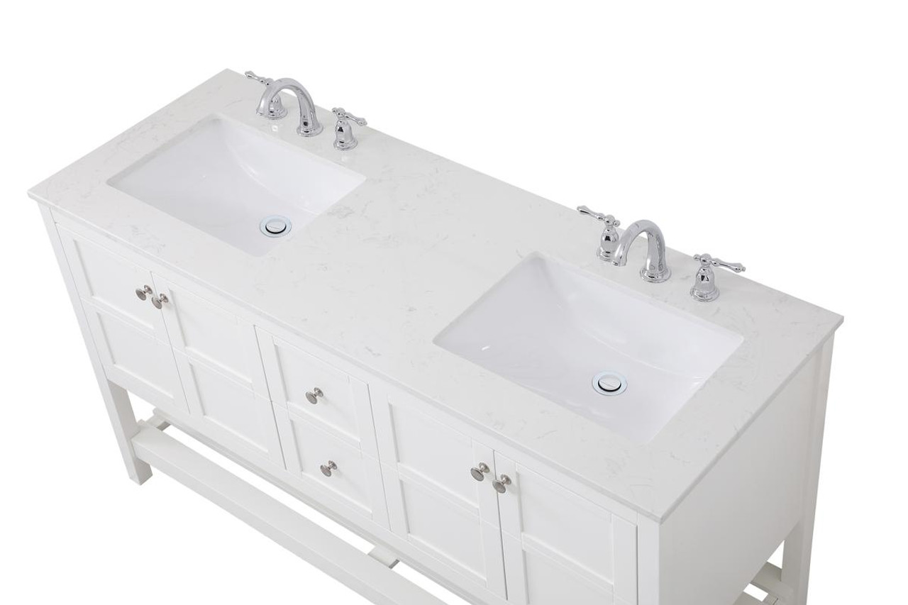 ELEGANT DECOR VF16460DWH 60 inch Single Bathroom Vanity in White ELEGANT DECOR VF16460DWH 60 inch Single Bathroom Vanity in White