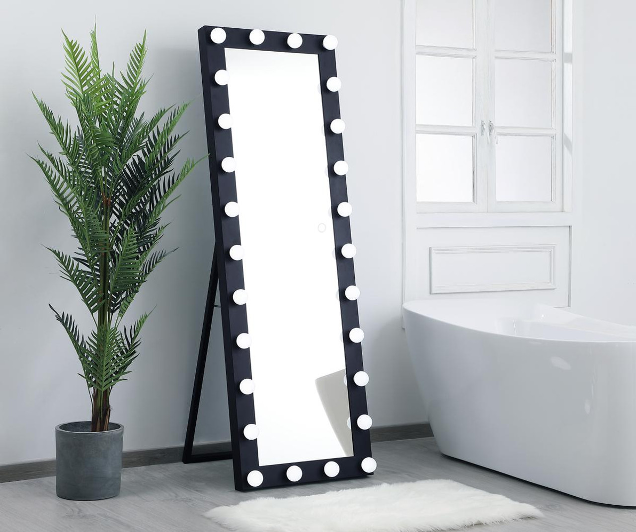 Elegant Decor MRE32471BK Brenda 24 inch by 71 inch plug in LED 5000K mirror in black