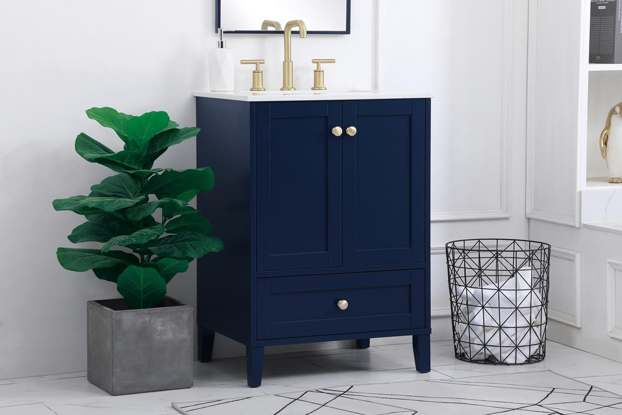 ELEGANT DECOR VF18024BL 24 inch Single Bathroom Vanity in Blue ELEGANT DECOR VF18024BL 24 inch Single Bathroom Vanity in Blue
