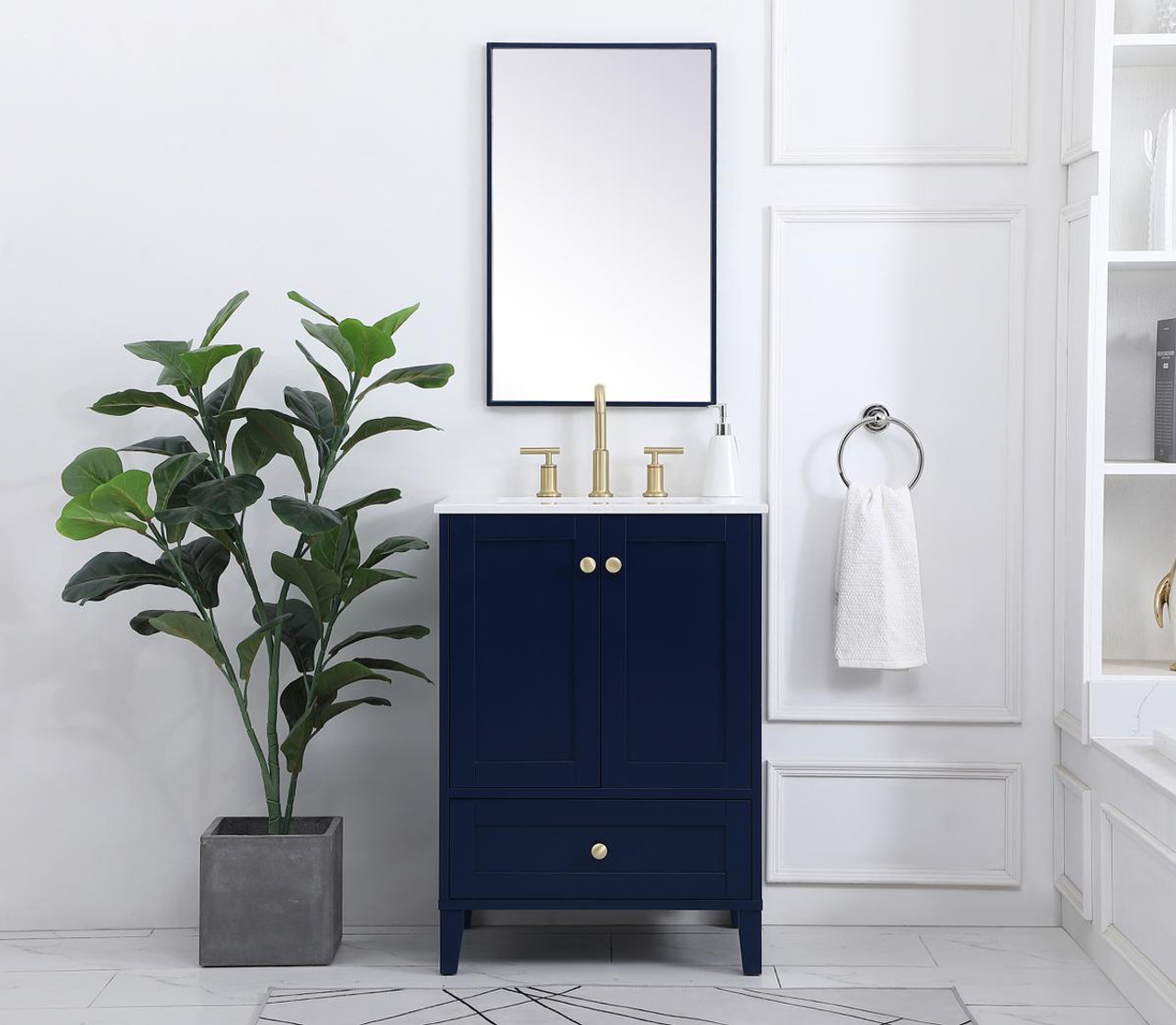ELEGANT DECOR VF18024BL 24 inch Single Bathroom Vanity in Blue ELEGANT DECOR VF18024BL 24 inch Single Bathroom Vanity in Blue