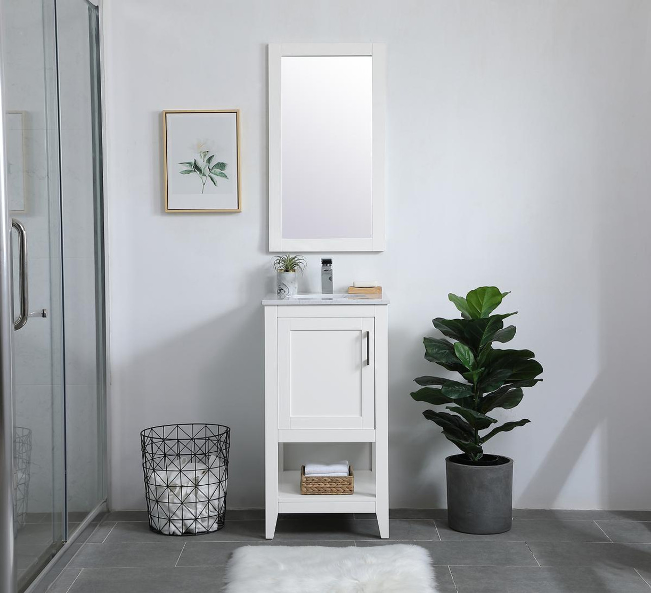 ELEGANT DECOR VF16018WH 18 inch Single Bathroom Vanity in White