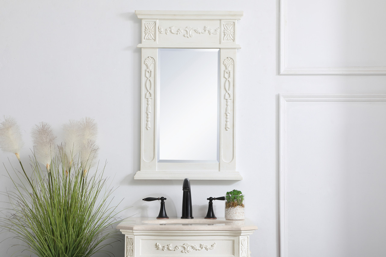 Elegant Decor VM11828AW Wood frame mirror 18 inch x 28 inch in Antique White