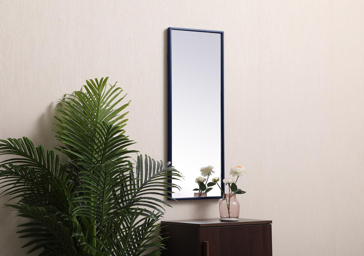 Elegant Decor MR41436BL Metal frame rectangle mirror 14 inch x 36 inch in Blue