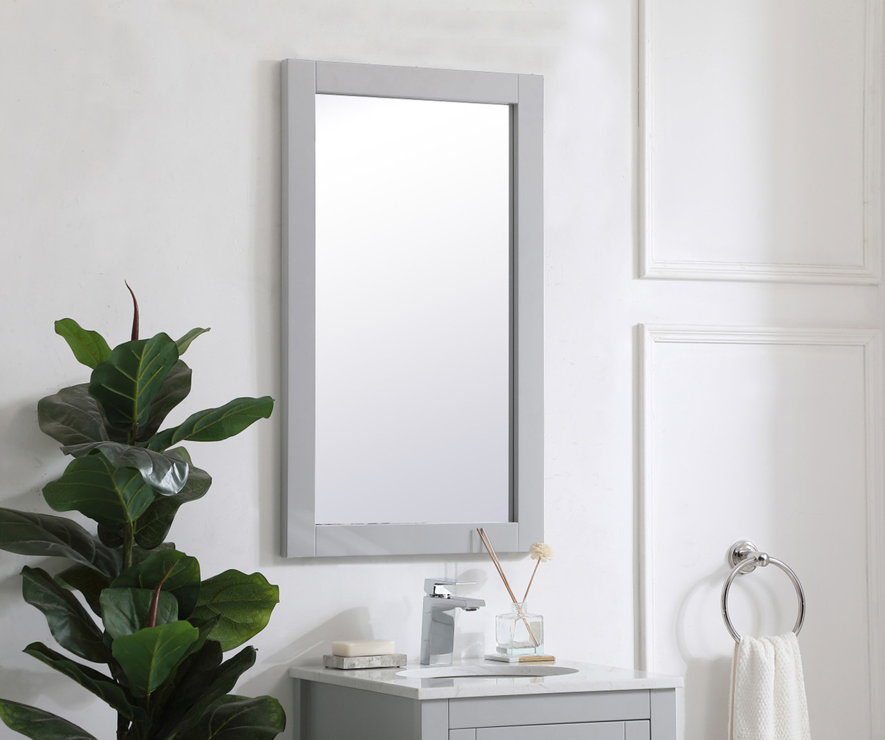 Elegant Decor VM21832GR Aqua rectangle vanity mirror 18 inch in Grey