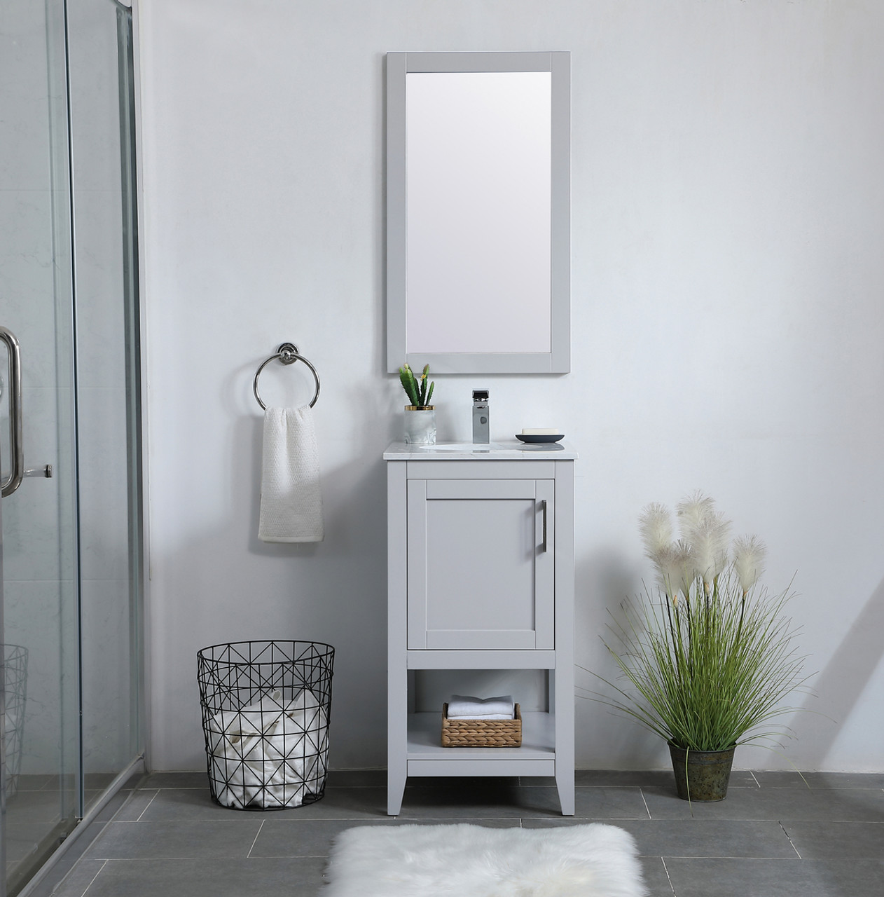 Elegant Decor VM21832GR Aqua rectangle vanity mirror 18 inch in Grey