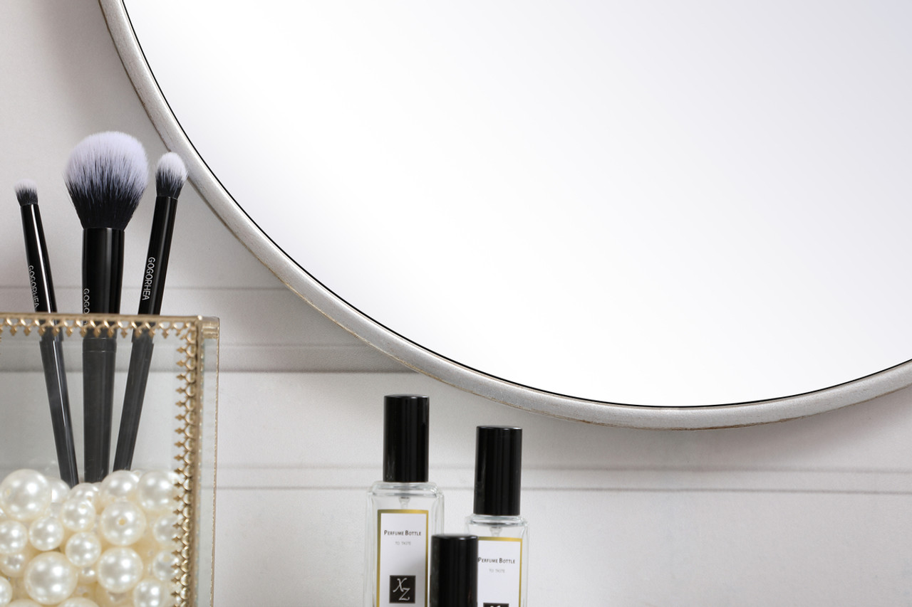 Elegant Decor MR4818S Metal frame round mirror 18 inch in silver Elegant Decor MR4818S Metal frame round mirror 18 inch in silver