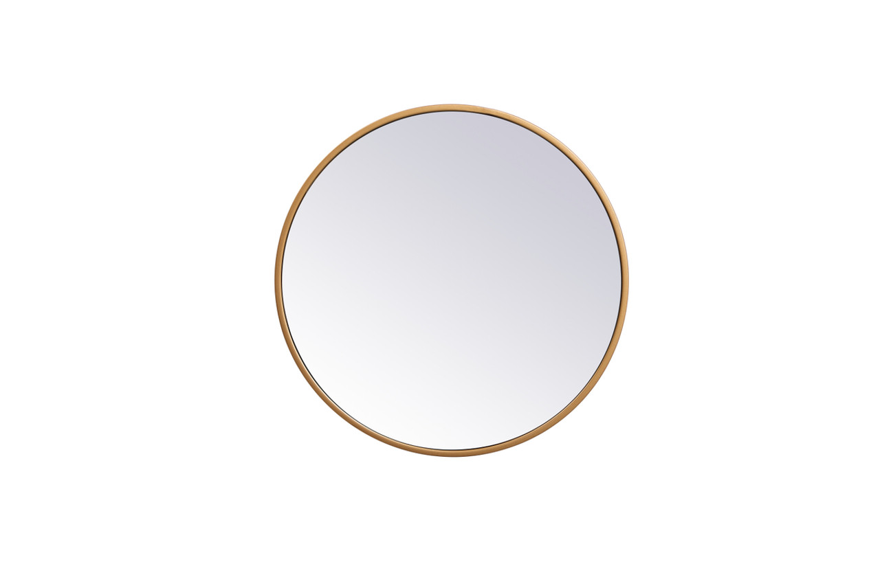 Elegant Decor MR4818BR Metal frame round mirror 18 inch in Brass