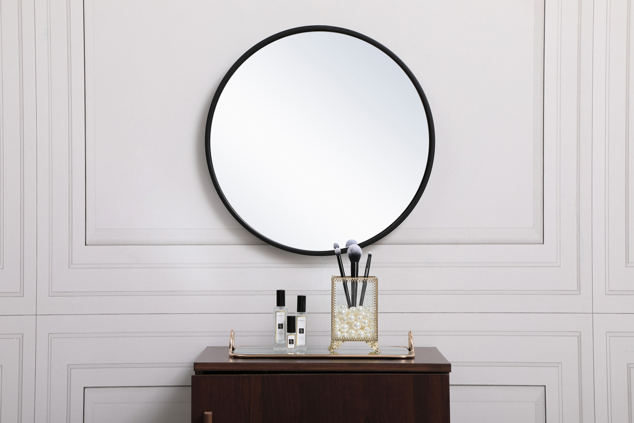 Elegant Decor MR4818BK Metal frame round mirror 18 inch in Black