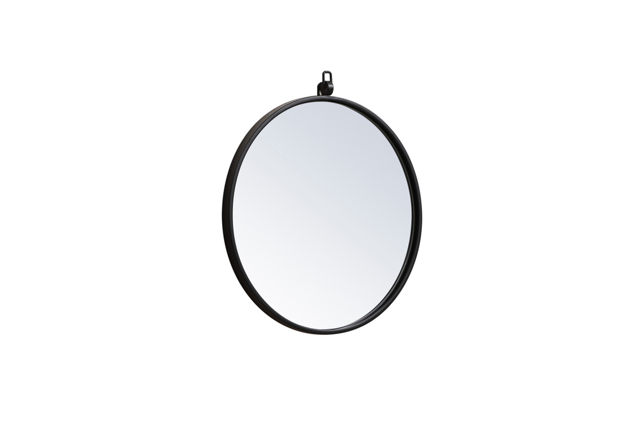 Elegant Decor MR4718BK Metal frame round mirror with decorative hook 18 inch in Black