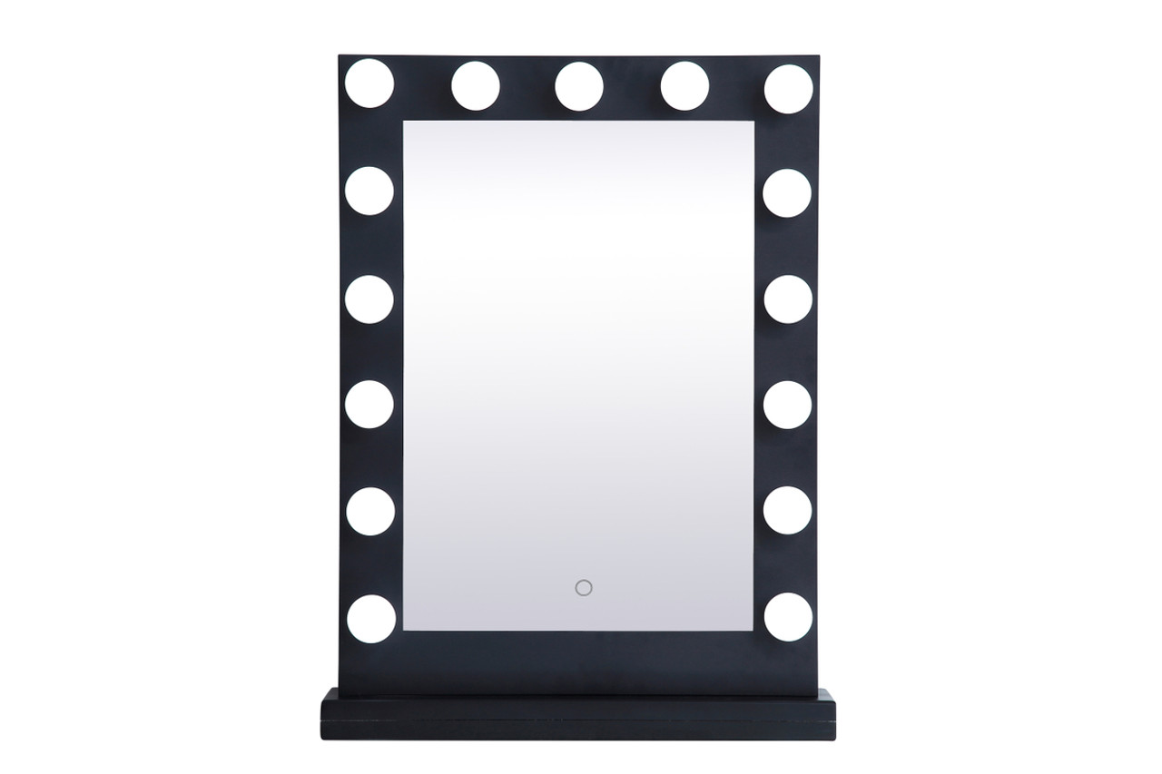 Elegant Decor MRE32432BK Brenda 24 inch by 32 inch plug in LED 5000K mirror in black