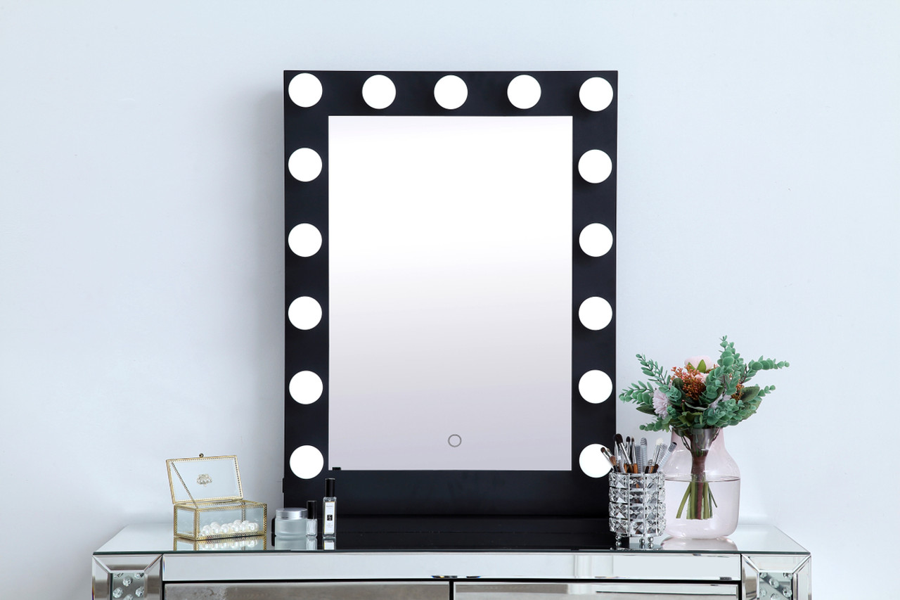 Elegant Decor MRE32432BK Brenda 24 inch by 32 inch plug in LED 5000K mirror in black