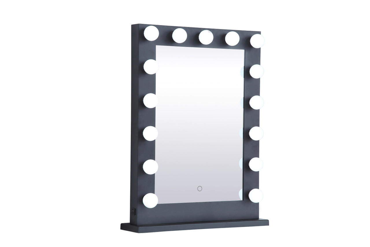 Elegant Decor MRE32432BK Brenda 24 inch by 32 inch plug in LED 5000K mirror in black