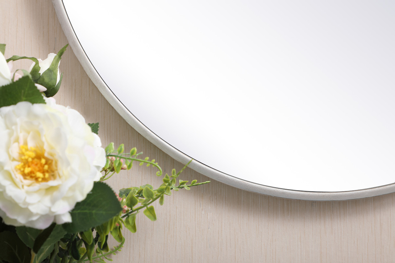 Elegant Decor MR4821S Metal frame round mirror 21 inch in silver