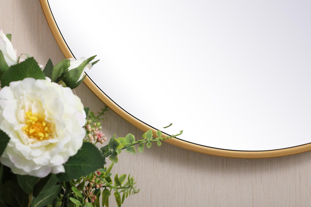 Elegant Decor MR4821BR Metal frame round mirror 21 inch in Brass