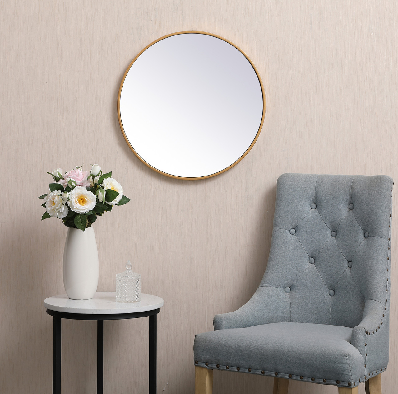 Elegant Decor MR4821BR Metal frame round mirror 21 inch in Brass Elegant Decor MR4821BR Metal frame round mirror 21 inch in Brass