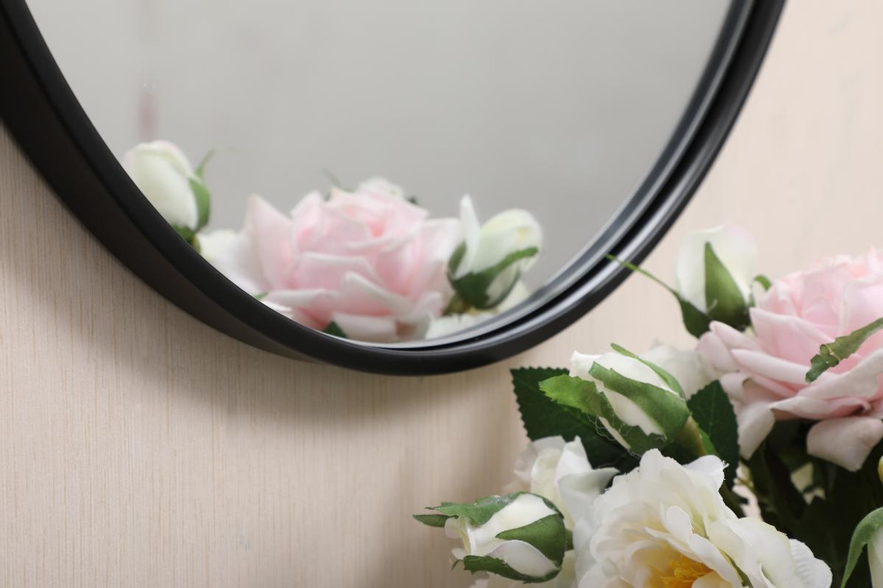 Elegant Decor MR4821BK Metal frame round mirror 21 inch in Black Elegant Decor MR4821BK Metal frame round mirror 21 inch in Black