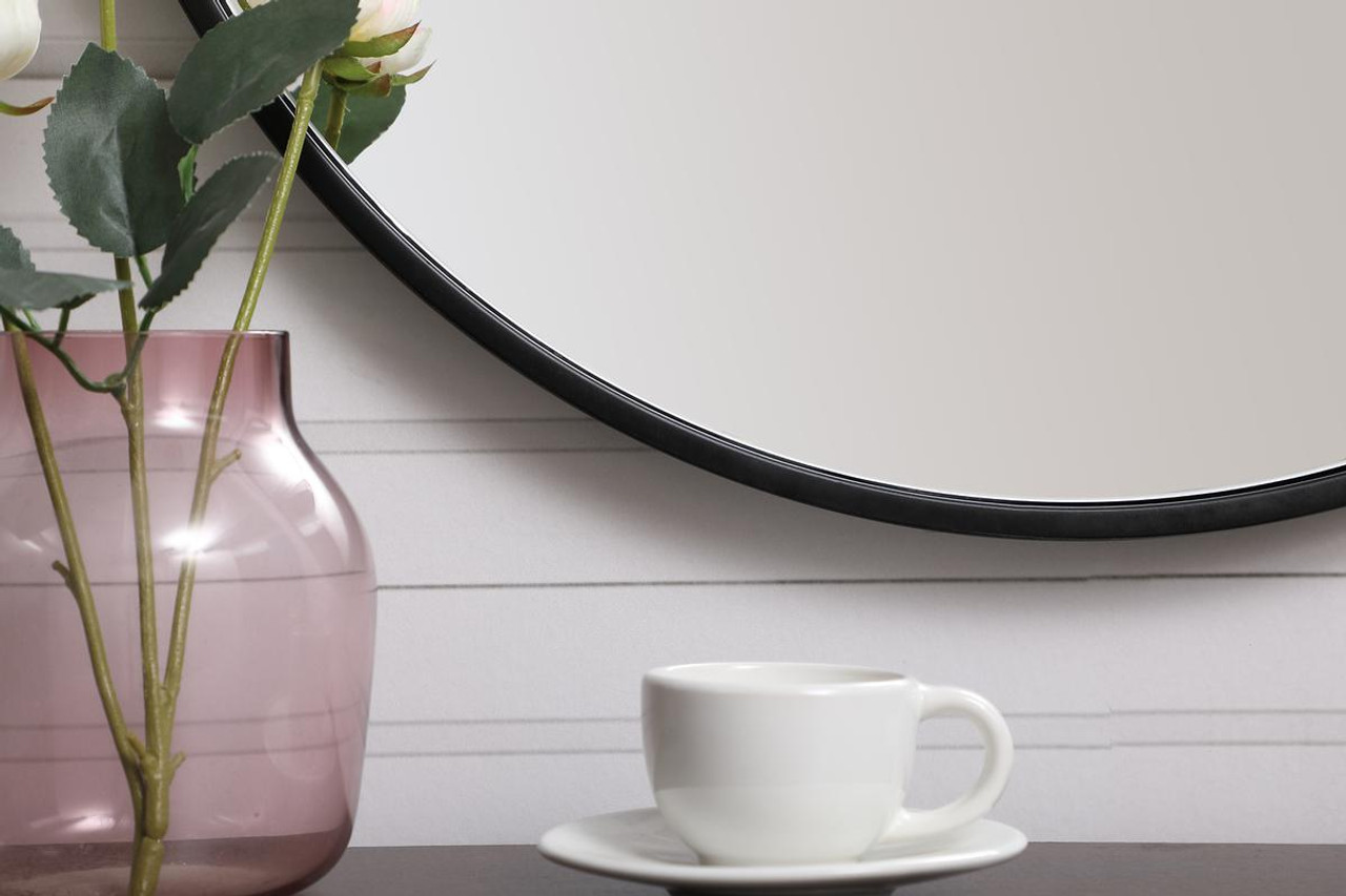 Elegant Decor MR4721BK Metal frame round mirror with decorative hook 21 inch in Black Elegant Decor MR4721BK Metal frame round mirror with decorative hook 21 inch in Black