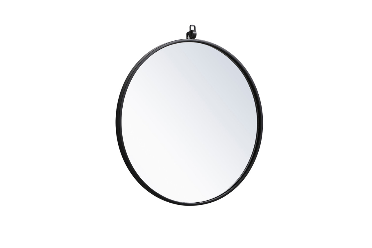 Elegant Decor MR4721BK Metal frame round mirror with decorative hook 21 inch in Black Elegant Decor MR4721BK Metal frame round mirror with decorative hook 21 inch in Black