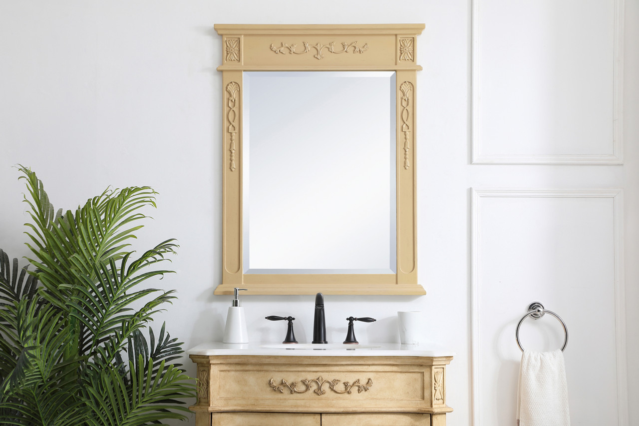 Elegant Decor VM12836LT Wood frame mirror 28 inch x 36 inch in Light Antique Beige