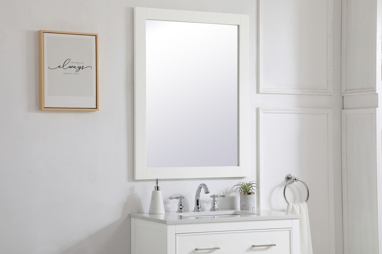 Elegant Decor VM22736WH Aqua rectangle vanity mirror 27 inch in White Elegant Decor VM22736WH Aqua rectangle vanity mirror 27 inch in White