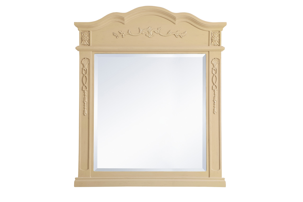 Elegant Decor VM3001LT Wood frame mirror 32 inch x 38 inch in Light Antique Beige
