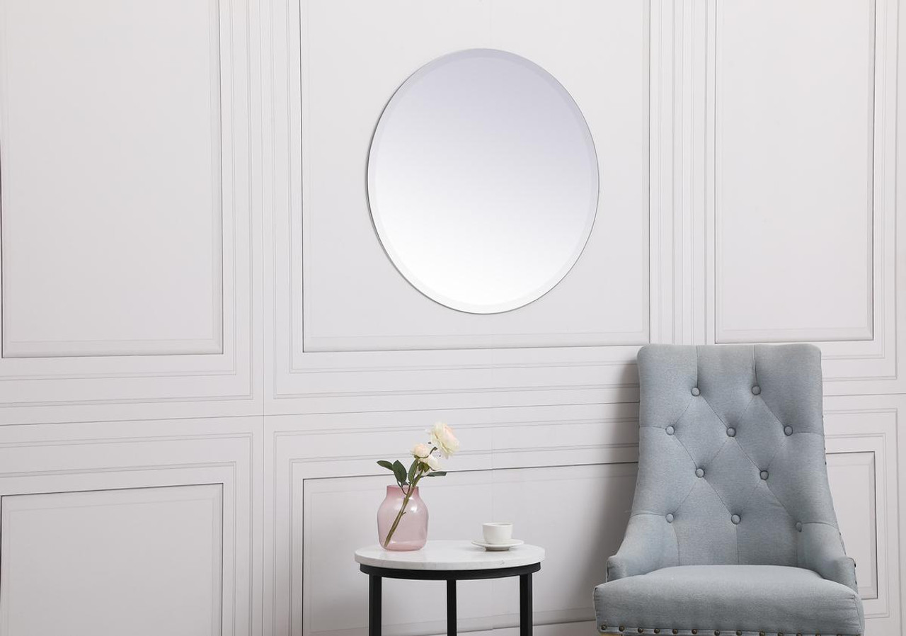 Elegant Decor MR401924 Gracin Round Mirror 24 inch in Clear