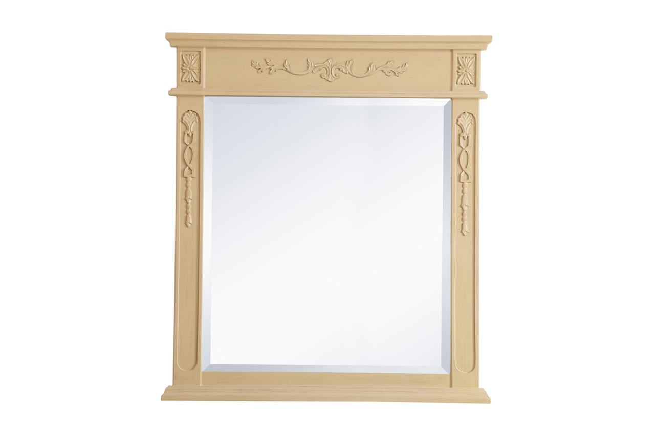 Elegant Decor VM13236LT Wood frame mirror 32 inch x 36 inch in Light Antique Beige