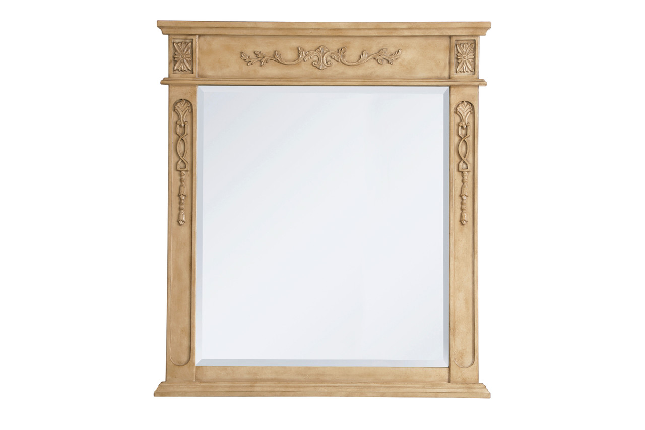 Elegant Decor VM13236AB Wood frame mirror 32 inch x 36 inch in Antique Beige