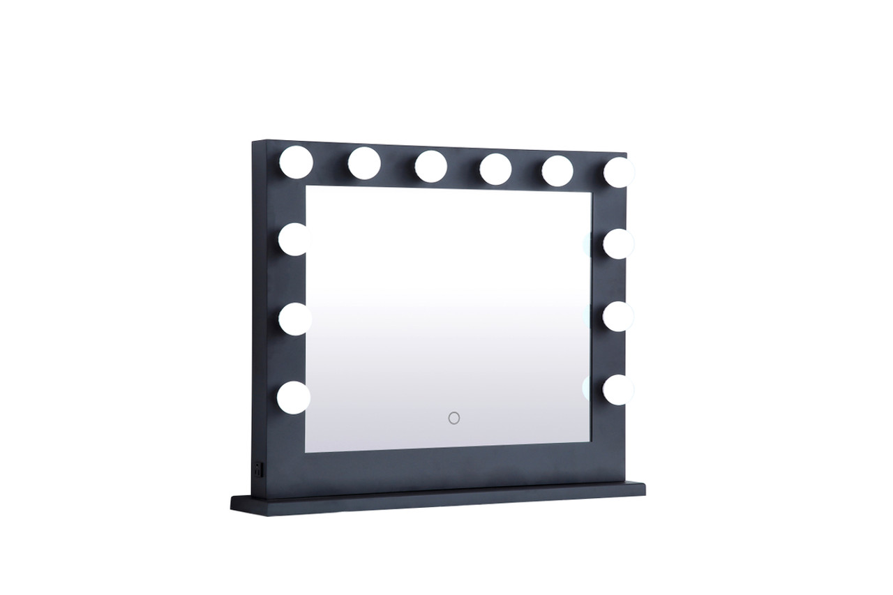 Elegant Decor MRE33226BK Brenda 32 inch by 26 inch plug in LED 5000K mirror in black