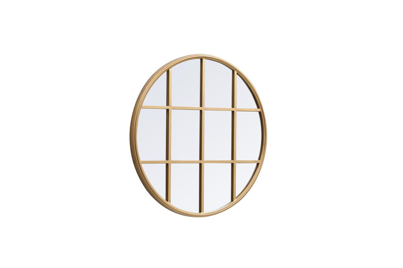 ELEGANT DECOR MR632828BR Metal windowpane mirror 28 inch in in x 28 inch in in Brass