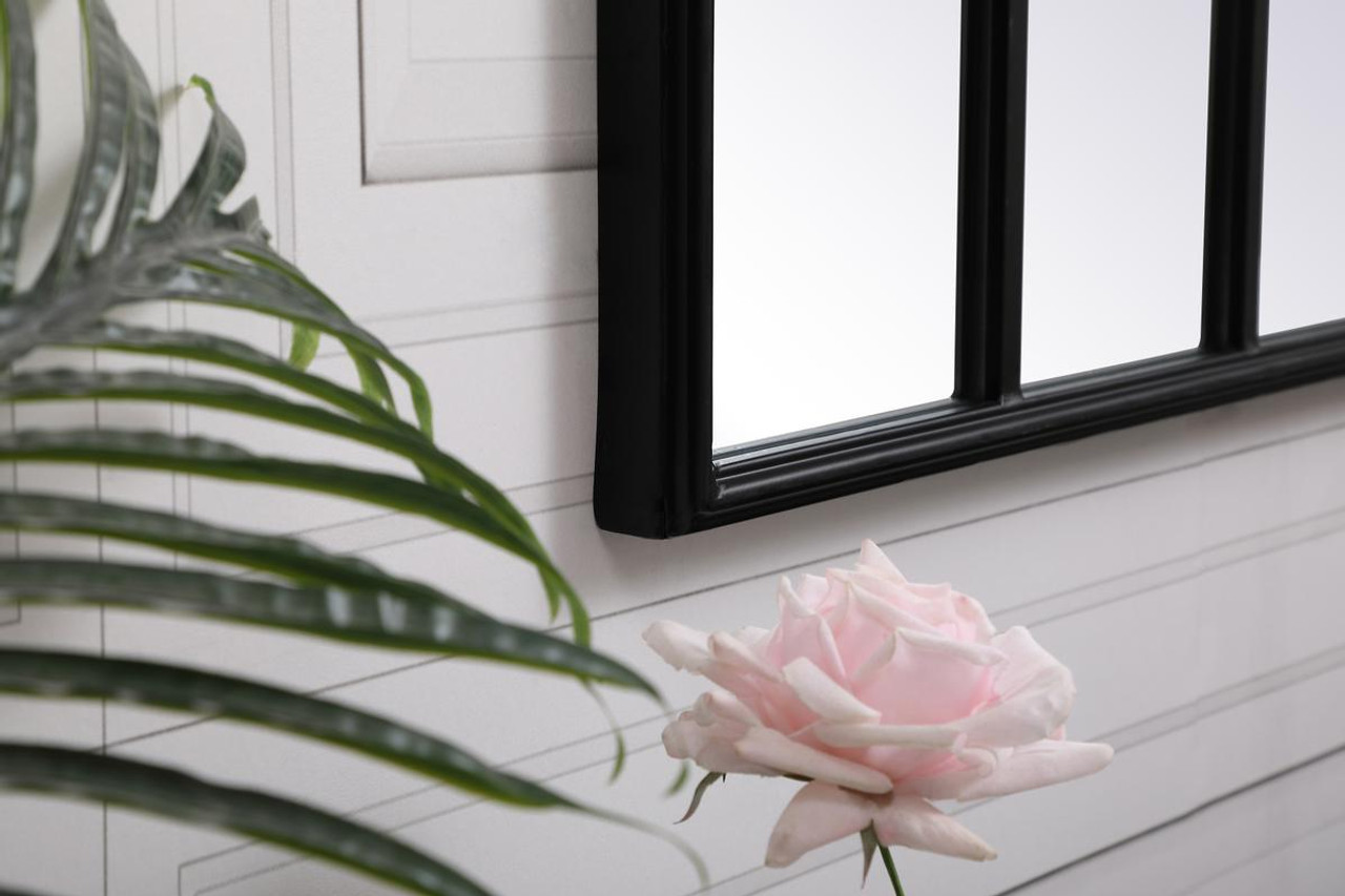ELEGANT DECOR MR612842BK Metal windowpane mirror 28 inch in in x 41 inch in in Black