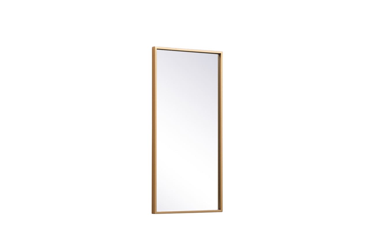 Elegant Decor MR41428BR Metal frame rectangle mirror 14x28 inch in brass