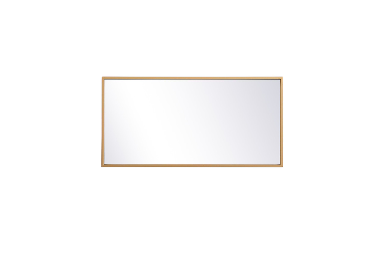 Elegant Decor MR41428BR Metal frame rectangle mirror 14x28 inch in brass