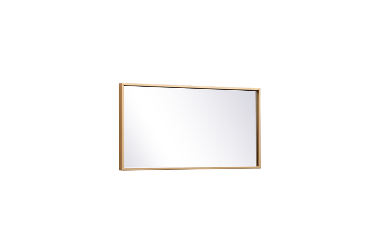 Elegant Decor MR41428BR Metal frame rectangle mirror 14x28 inch in brass