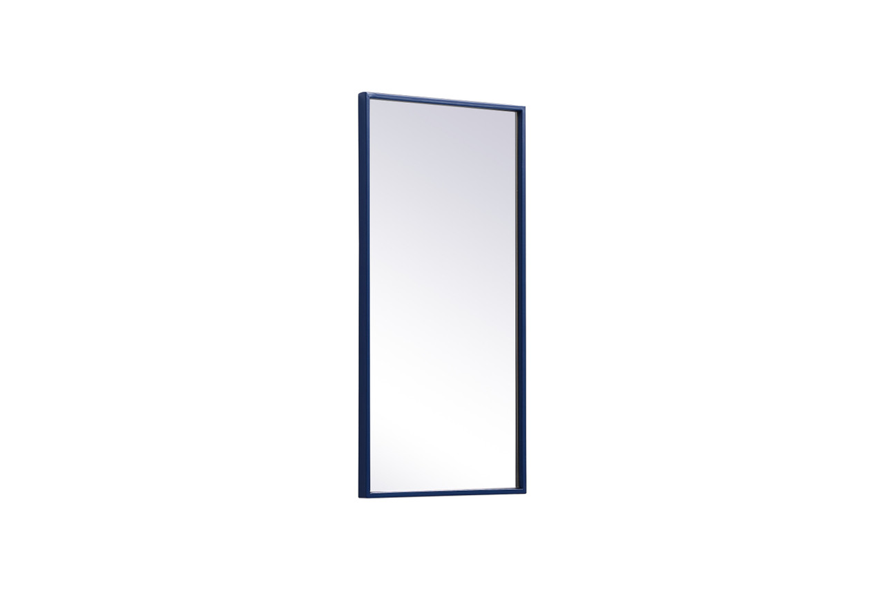 Elegant Decor MR41428BL Metal frame rectangle mirror 14x28 inch in blue