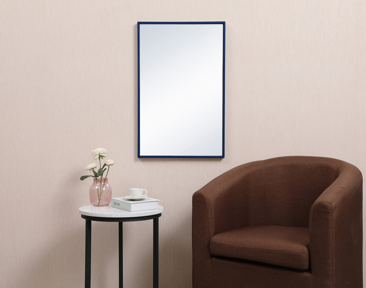 Elegant Decor MR41828BL Metal frame rectangle mirror 18x28 inch in blue