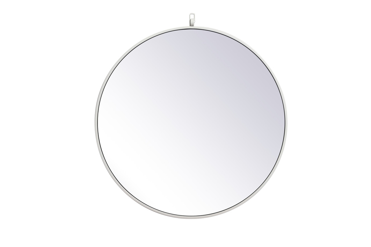 Elegant Decor MR4054WH Metal frame round mirror with decorative hook 28 inch in White