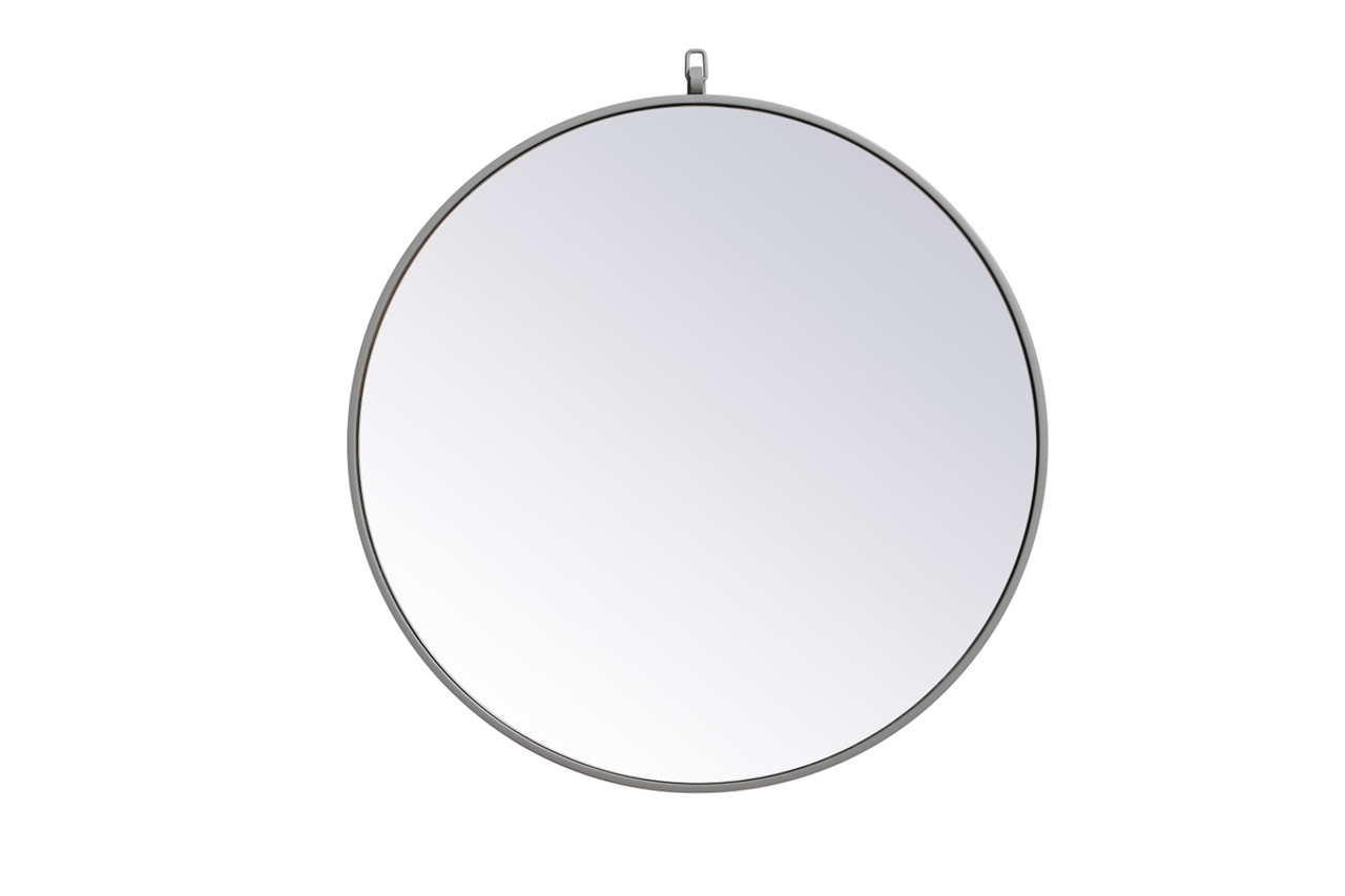 Elegant Decor MR4054GR Metal frame round mirror with decorative hook 28 inch Grey