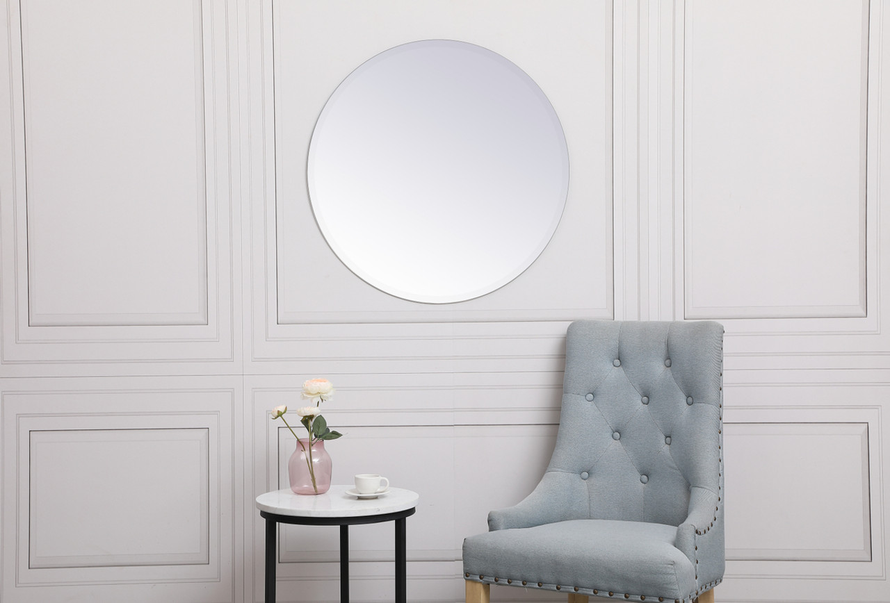 Elegant Decor MR401928 Gracin Round Mirror 28 inch in Clear