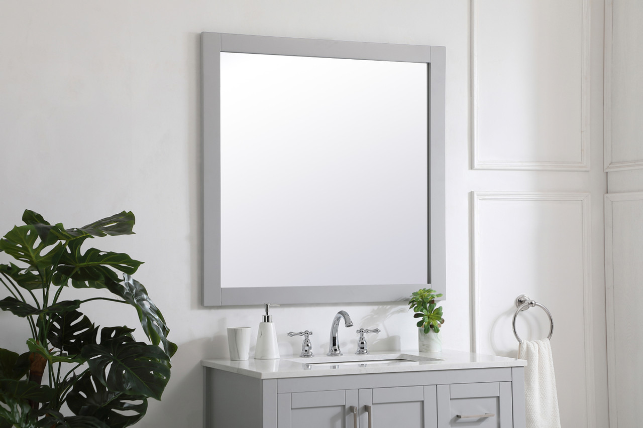 Elegant Decor VM23636GR Aqua square vanity mirror 36 inch in Grey