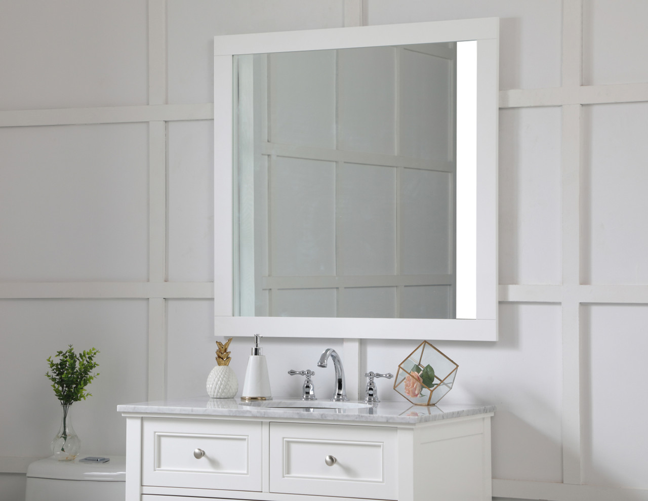 Elegant Decor VM23636WH Aqua square vanity mirror 36 inch in White